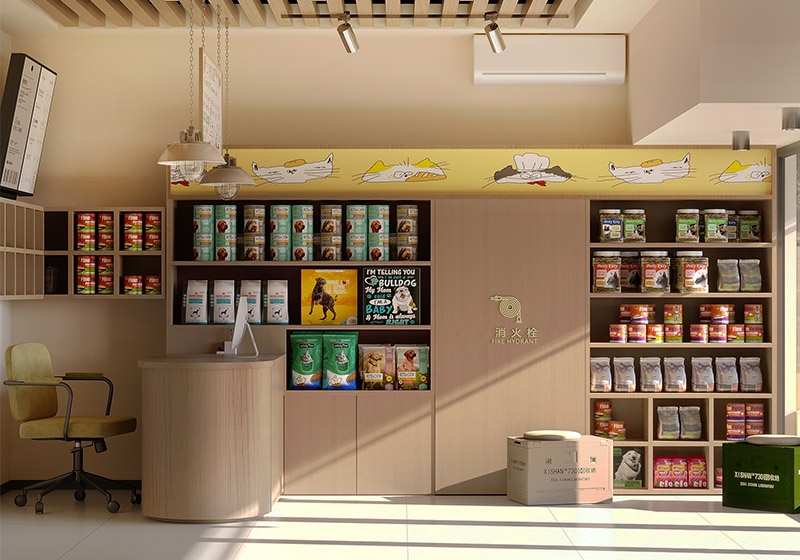 布丁宠物店全套装修设计，社区精品宠物店定制